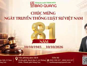 Công ty Luật TNHH MTV Bảo Quang chúc mừng ngày truyền thống Luật sư Việt Nam 10/10.