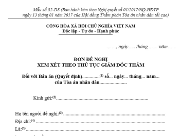 Đơn đề nghị xem xét theo thủ tục giám đốc thẩm vụ án dân sự